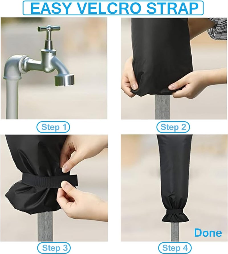 Actgan Outdoor Faucet Covers for Winter Extra Large, 25"H x 13"W Thickened Outside Garden Spigot Cover for Freeze Protection, Reusable Insulated Hose Bibs Faucet Socks, 1 Pack, Black - Image 5